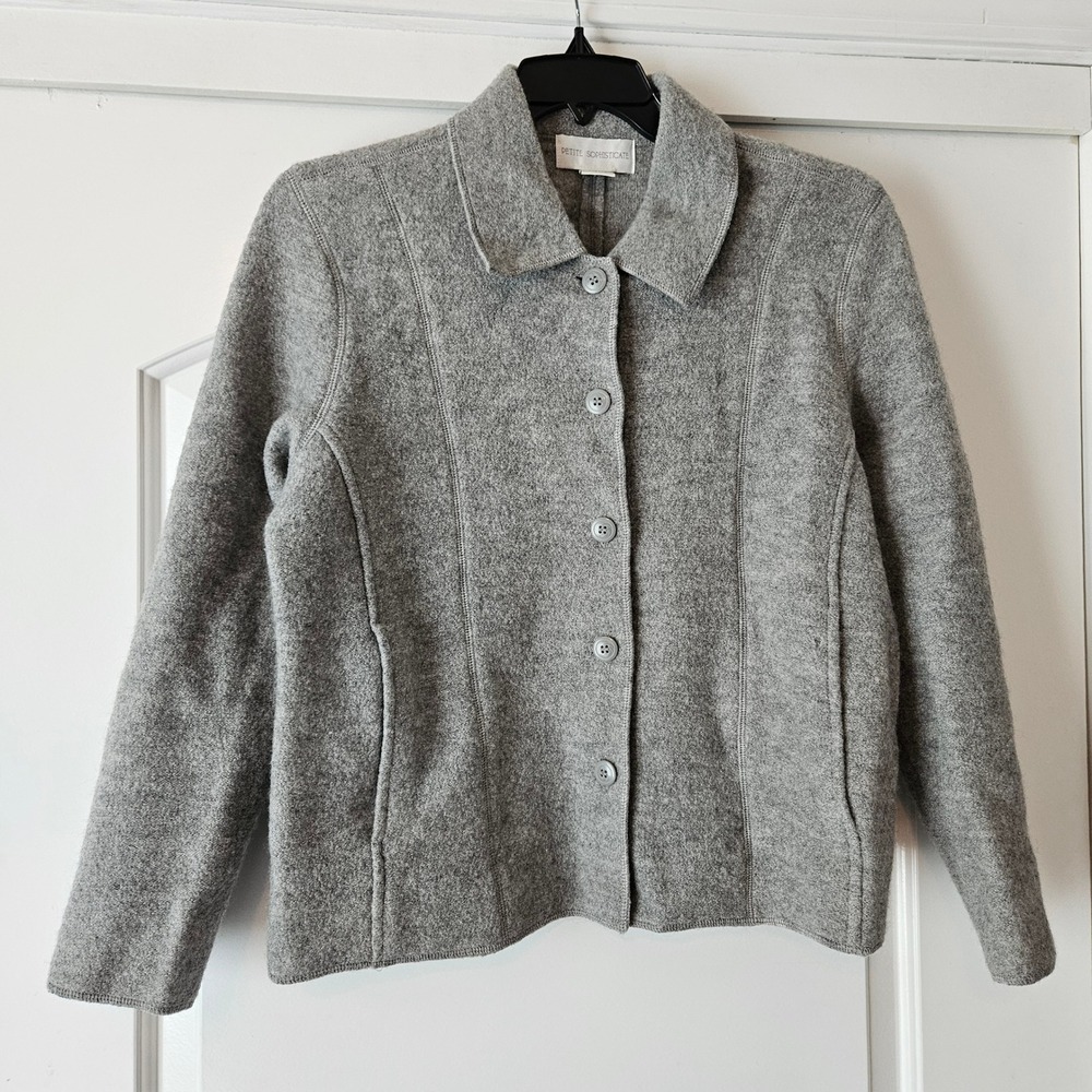 Petite Sophisticate Lightweight Jacket Womens Medium Wool Gray Minimalist‎ CBK